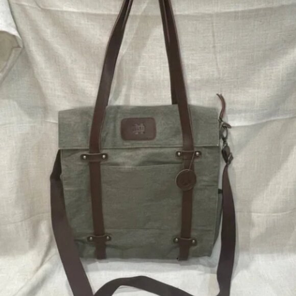 Notre Dame EUC++ Olive Green Canvas & Leather Relaxed Carry All Bag